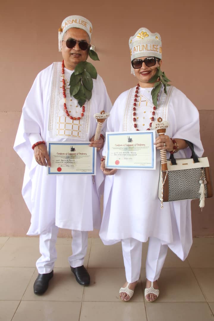 Mrs Geetika Tandon & Sanjeev Tandon conferred Chieftaincy by Royal Court of Odogbolu